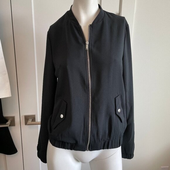 Warehouse One Lightweight Neutral Full Zip Poly Bomber Jacket Black Sz S NWOT - Picture 1 of 9